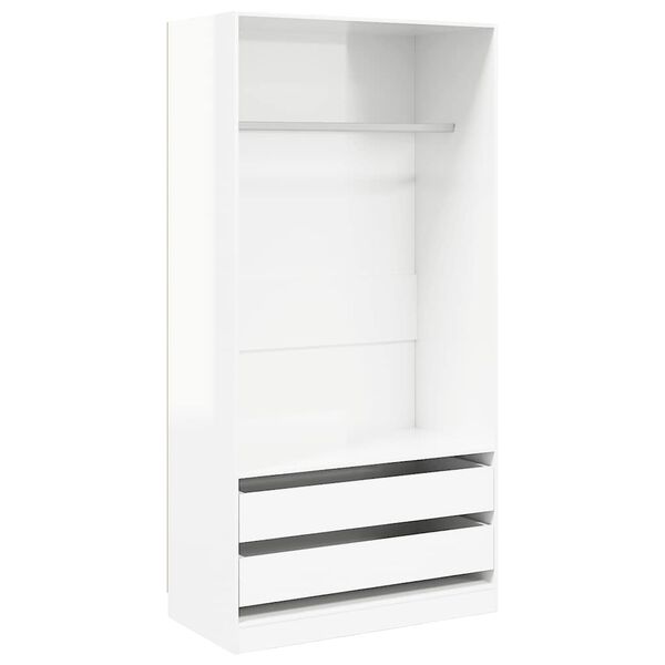 Armario de madera contrachapada blanco brillo 100x50x200 cm Blanco brillante 100 x 50 x 200 cm 2 cajones