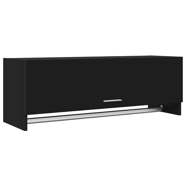 Armario de madera contrachapada negro 100x325x35 cm Negro 100 x 32,5 x 35 cm