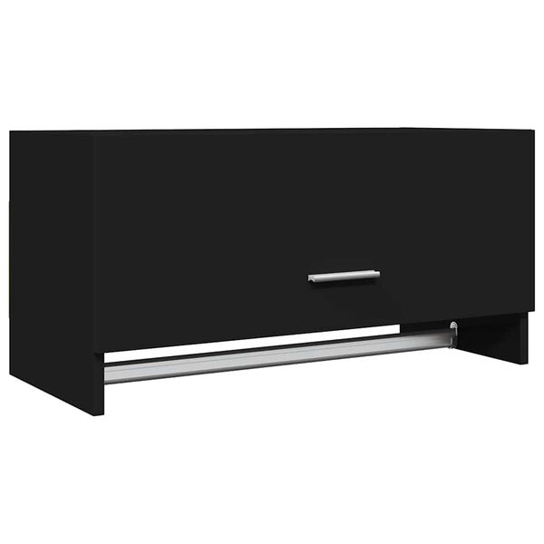 Armario de madera contrachapada negro 70x325x35 cm Negro 70 x 32,5 x 35 cm