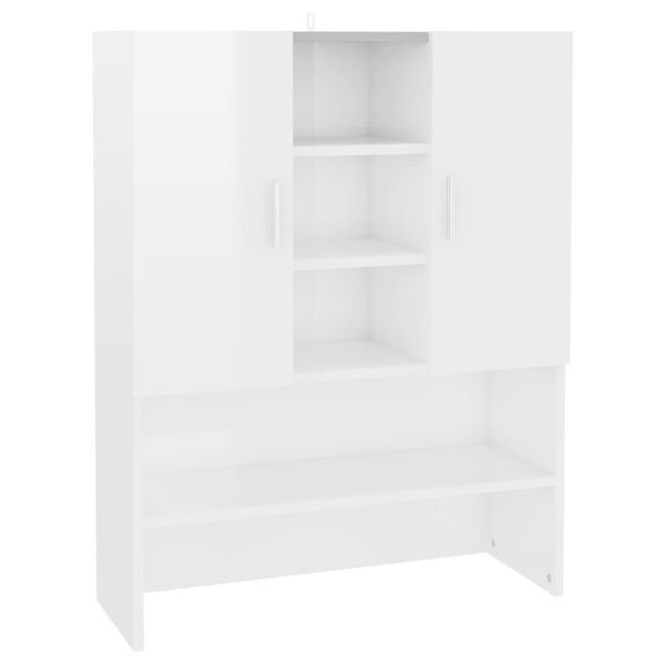 Armario de lavadora blanco brillante 705x255x90 cm Blanco brillante