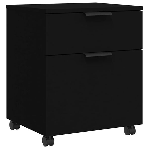 Archivador con ruedas madera contrachapada negro 45x38x54 cm Negro