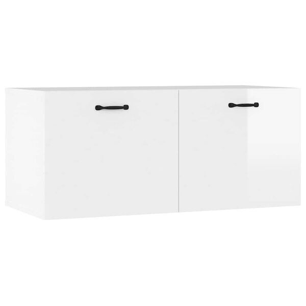 Armario de pared madera ingeniería blanco brillo 80x365x35 cm Blanco brillante
