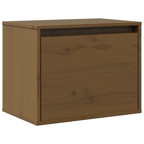 Armario de pared madera maciza de pino marrón miel 45x30x35 cm Marrón miel