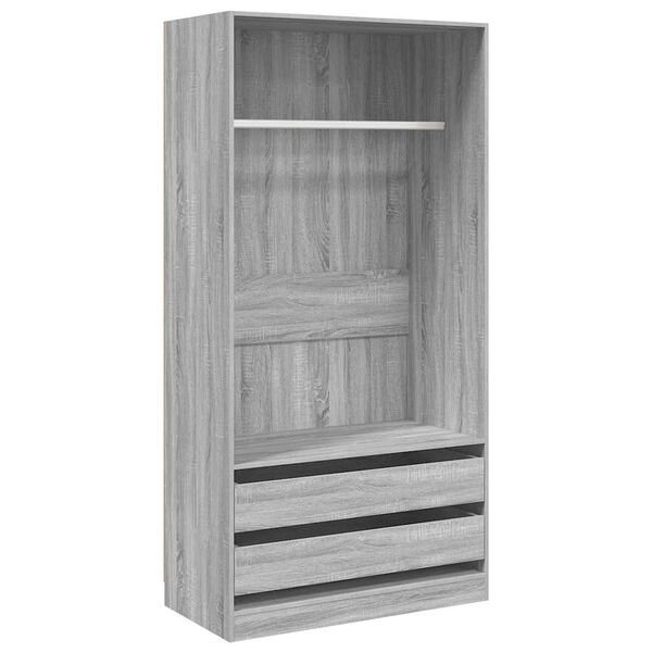 Armario de madera contrachapada gris Sonoma 100x50x200 cm Gris sonoma 100 x 50 x 200 cm 2 cajones