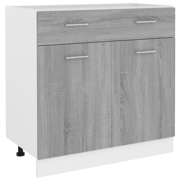 Armario inferior cocina “Lyon” contrachapada gris Sonoma Gris sonoma 1x mueble inferior (2 puertas 2 cajones) 80 cm
