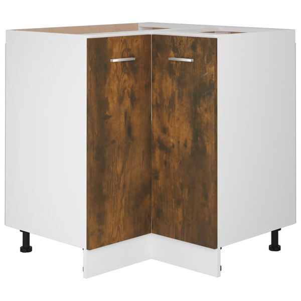 Armario de cocina «Lyon» de roble ahumado 755 x 755 x 815 cm madera de ingeniería Roble ahumado 1x armario inferior de esquina (2 puertas) 75,5 cm