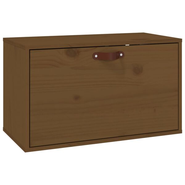 Armario de pared madera maciza de pino marrón miel 60x30x35 cm Marrón miel