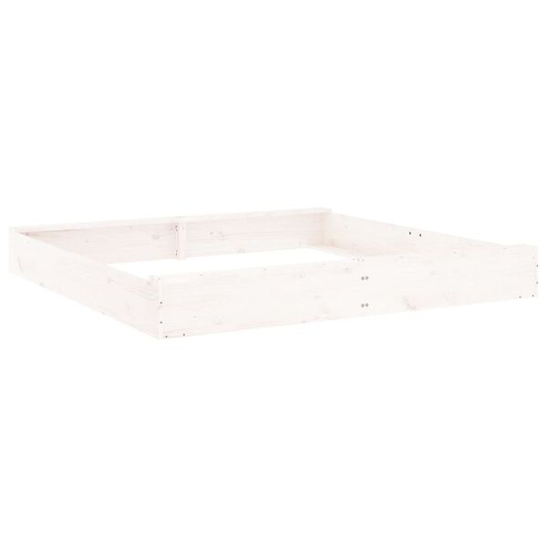 Arenero con asientos cuadrado madera maciza de pino blanco Pino blanco 160 x 160 x 20 cm