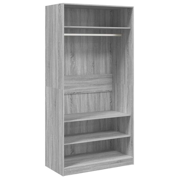 Armario de madera contrachapada gris Sonoma 100x50x200 cm Gris sonoma 100 x 50 x 200 cm 3 estantes