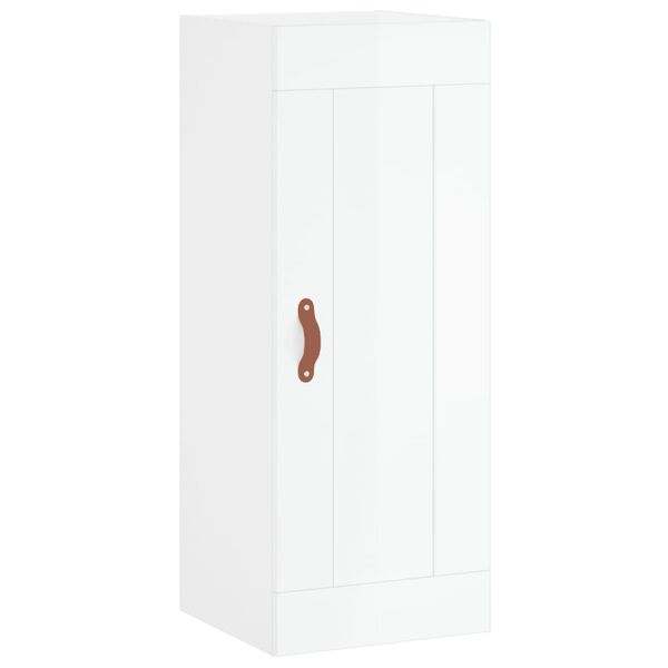 Armario de pared madera ingeniería blanco brillo 345x34x90 cm Blanco brillante