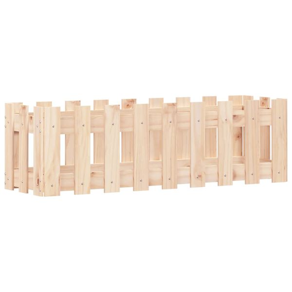 Arriate elevado jardín con valla madera maciza pino 100x30x30cm Pino natural 100 x 30 x 30 cm