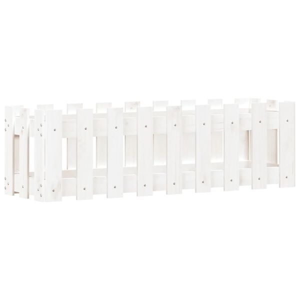 Arriate elevado jardín con valla madera pino blanco 100x30x30cm Pino blanco 100 x 30 x 30 cm