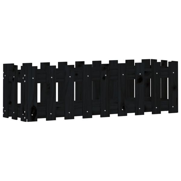 Arriate elevado jardín con valla madera pino negro 100x30x30cm Pino negro 100 x 30 x 30 cm