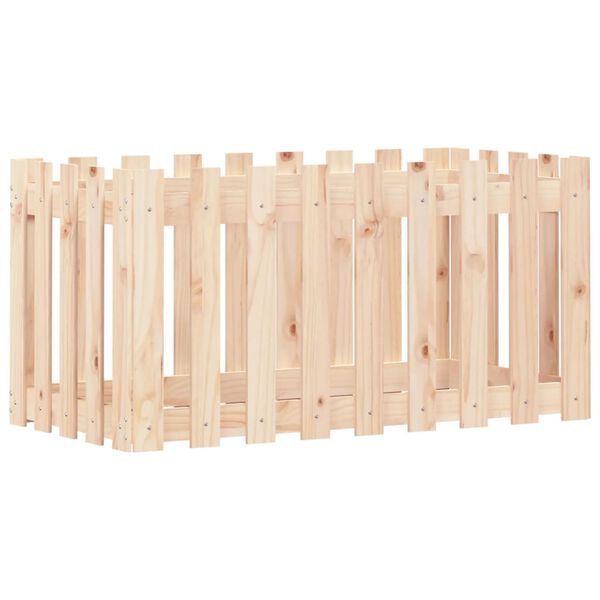 Arriate elevado jardín con valla madera maciza pino 100x50x50cm Pino natural 100 x 50 x 50 cm
