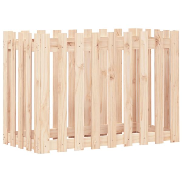 Arriate elevado jardín con valla madera maciza pino 100x50x70cm Pino natural 100 x 50 x 70 cm