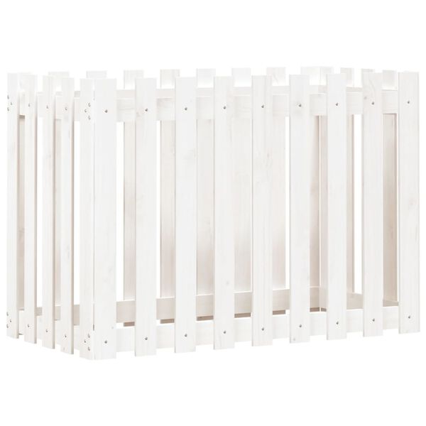 Arriate elevado jardín con valla madera pino blanco 100x50x70cm Pino blanco 100 x 50 x 70 cm