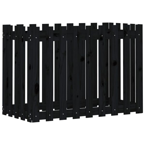 Arriate elevado jardín con valla madera pino negro 100x50x70cm Pino negro 100 x 50 x 70 cm