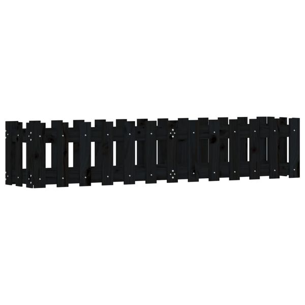 Arriate elevado jardín con valla madera pino negro 150x30x30cm Pino negro 150 x 30 x 30 cm