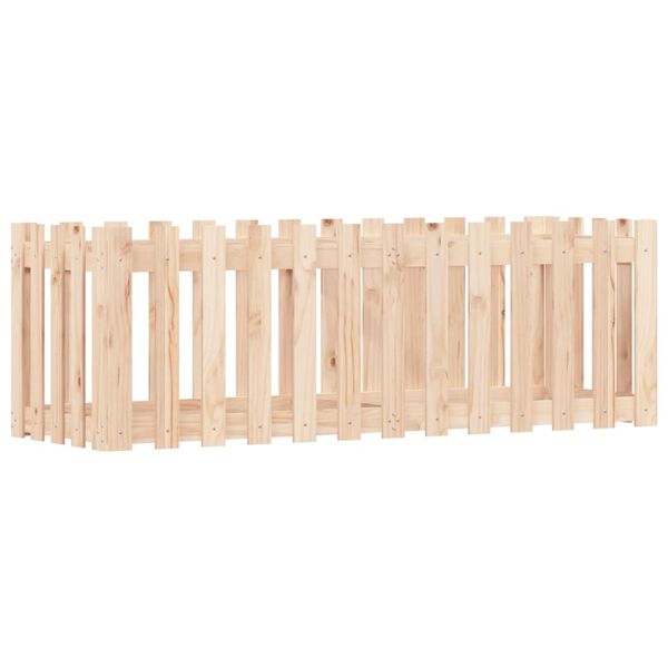 Arriate elevado jardín con valla madera maciza pino 150x50x50cm Pino natural 150 x 50 x 50 cm