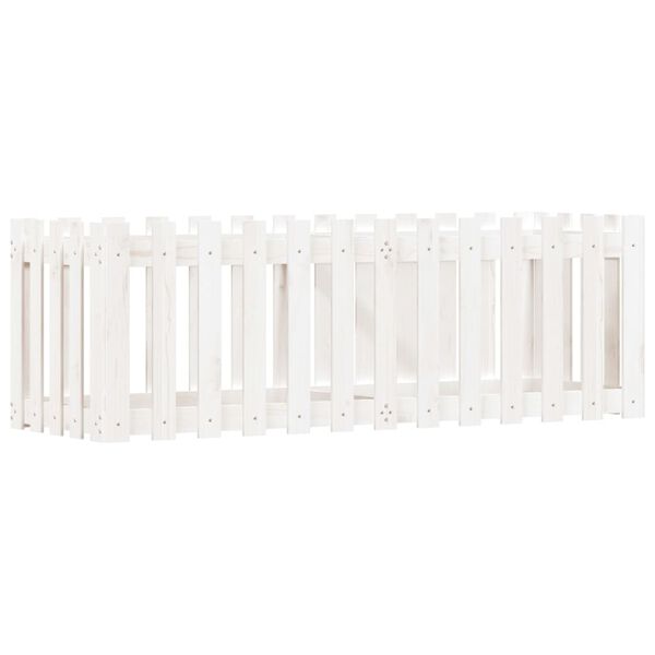 Arriate elevado jardín con valla madera pino blanco 150x50x50cm Pino blanco 150 x 50 x 50 cm