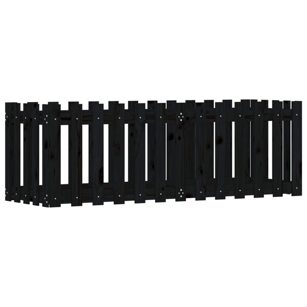 Arriate elevado jardín con valla madera pino negro 150x50x50cm Pino negro 150 x 50 x 50 cm