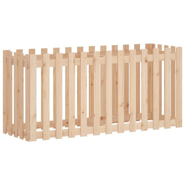 Arriate elevado jardín con valla madera maciza pino 150x50x70cm Pino natural 150 x 50 x 70 cm