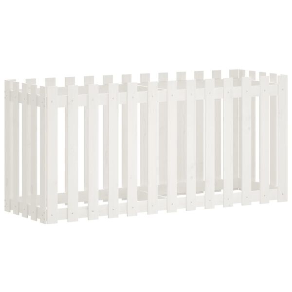 Arriate elevado jardín con valla madera pino blanco 150x50x70cm Pino blanco 150 x 50 x 70 cm