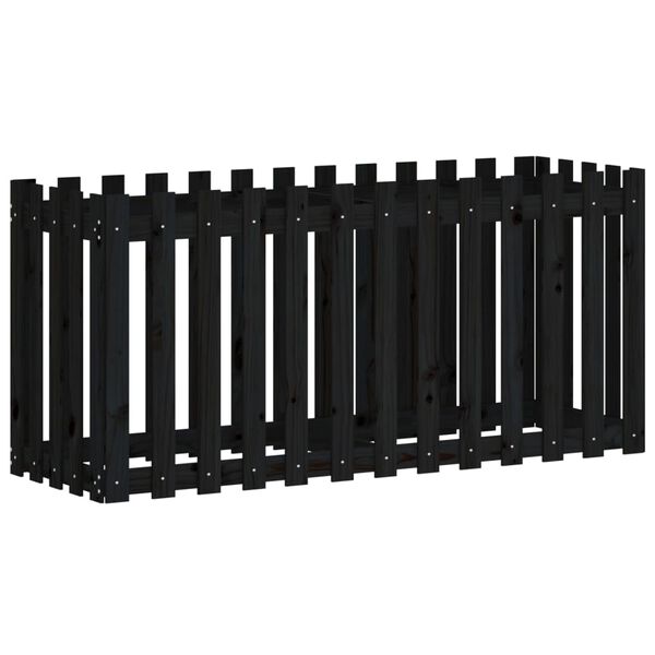 Arriate elevado jardín con valla madera pino negro 150x50x70cm Pino negro 150 x 50 x 70 cm