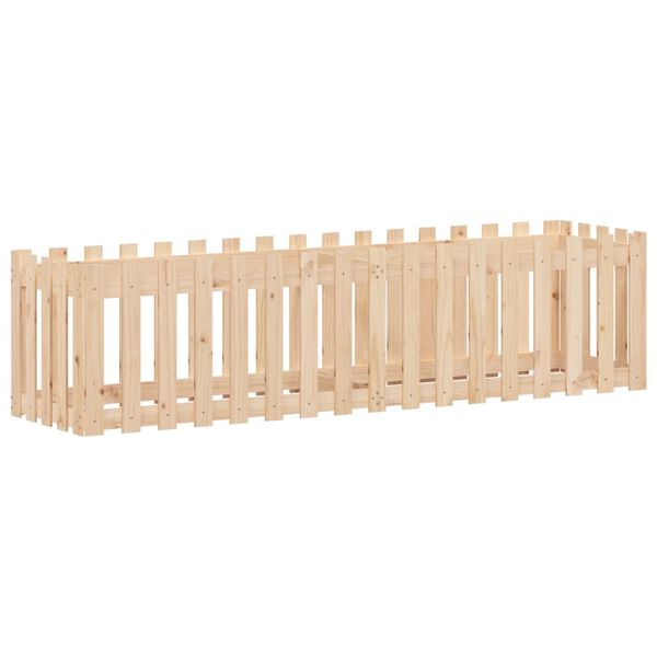 Arriate elevado jardín con valla madera maciza pino 200x50x50cm Pino natural 200 x 50 x 50 cm