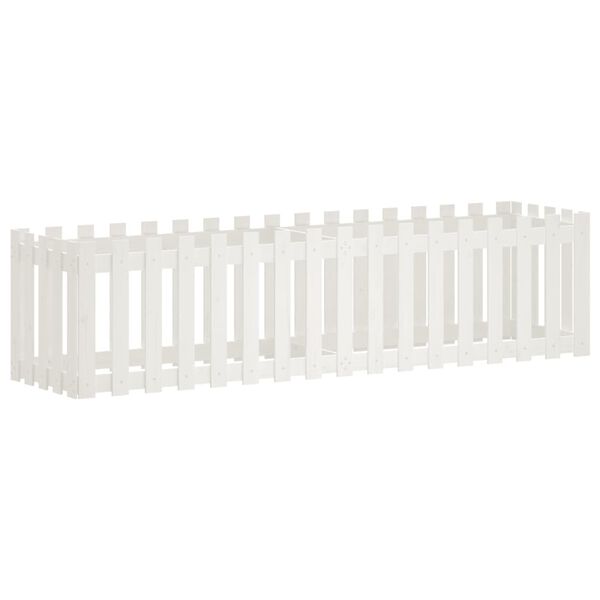 Arriate elevado jardín con valla madera pino blanco 200x50x50cm Pino blanco 200 x 50 x 50 cm