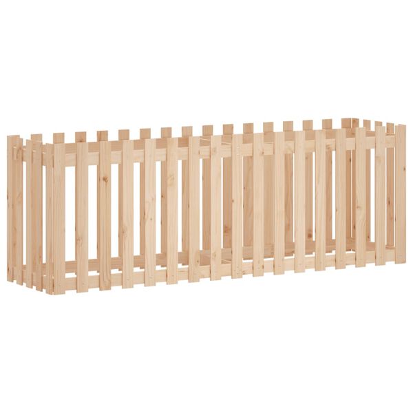 Arriate elevado jardín con valla madera maciza pino 200x50x70cm Pino natural 200 x 50 x 70 cm