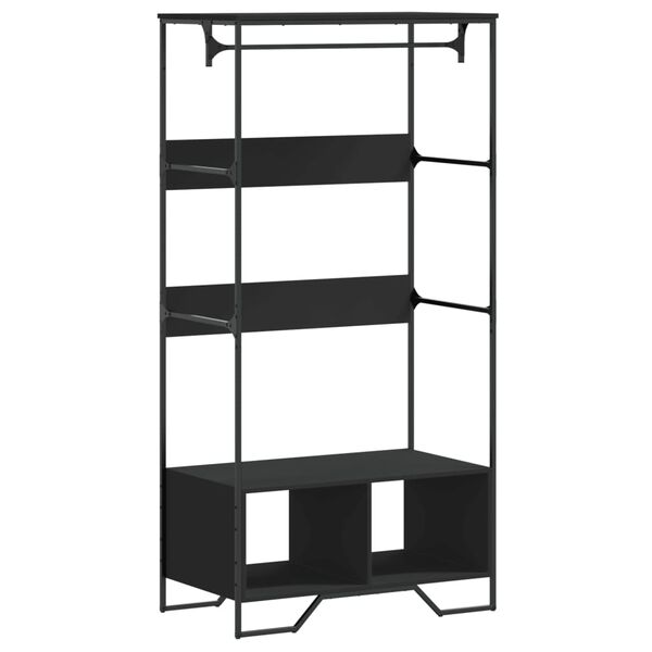 Armario de madera de ingeniería negra 90x50x180 cm Negro