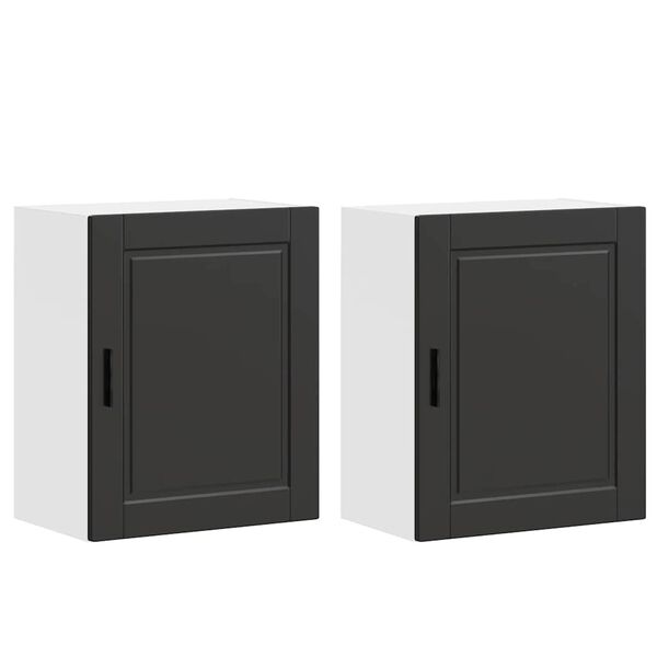 Armarios pared para cocina 2 uds Porto madera ingeniería negra Negro 2x mueble de pared (1 puerta) 50 x 31 x 60 cm