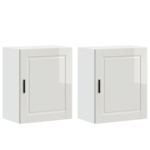 Armarios pared para cocina 2 uds Porto blanca alto brillo brillante 2x mueble de pared (1 puerta) 50 x 31 x 60 cm