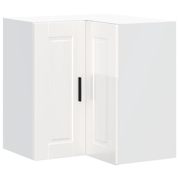 Armario de cocina de esquina pared Porto blanca de alto brillo brillante 1x armario de esquina de pared 57 x 57 x 60 cm