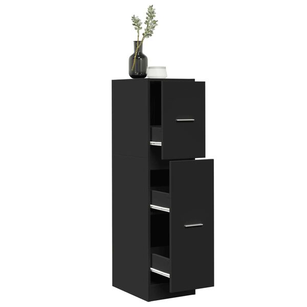 Armario botiquín madera de ingeniería negro 30x41x118 cm Negro 30 x 41 x 118 cm