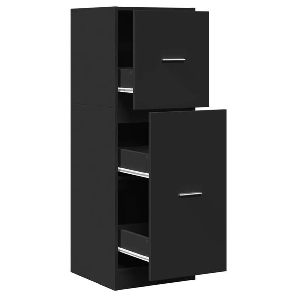 Armario botiquín madera de ingeniería negro 40x41x118 cm Negro 40 x 41 x 118 cm