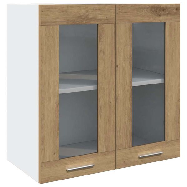 Armario de cocina de pared «Lyon» con puerta de cristal roble artesanal 60x31x60 cm Roble artisan 1 armario colgante de cristal (2 puertas) 60 cm de ancho 60 cm de alto