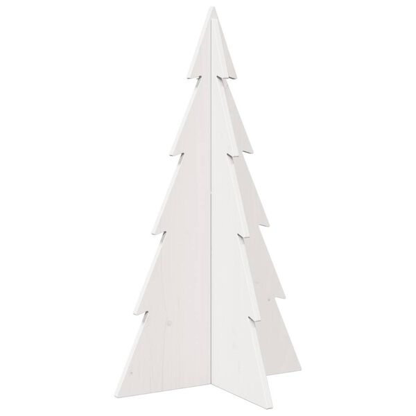 Árbol Navidad de adorno madera maciza pino blanco 80 cm Blanco 80 cm