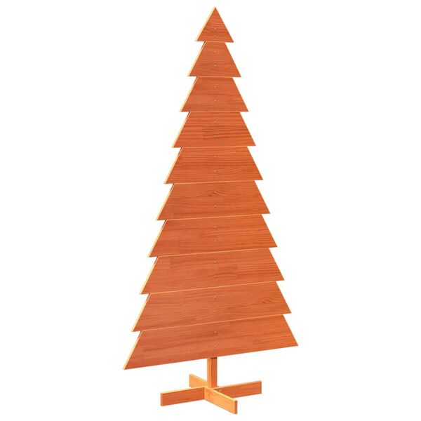 Árbol Navidad de adorno madera maciza pino marrón cera 180 cm Marrón cera 180 cm