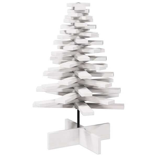 Árbol Navidad de adorno madera maciza pino blanco 80 cm Blanco 858202