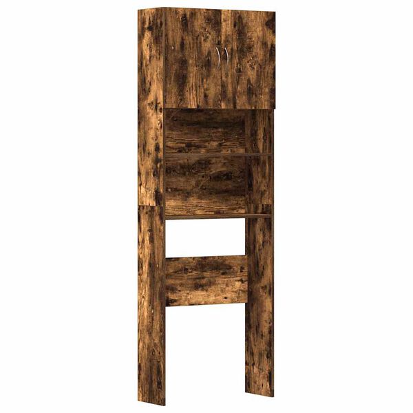 Armario lavadora madera ingeniería roble ahumado 64x24x190 cm Roble ahumado