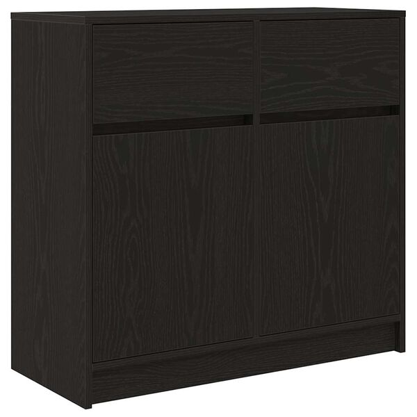 Aparador con cajón roble negro 80x34x76 cm madera de ingeniería Roble negro
