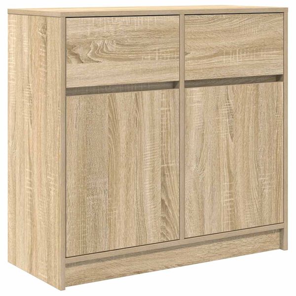 Aparador con cajón roble Sonoma 80x34x76 cm madera ingeniería Roble Sonoma