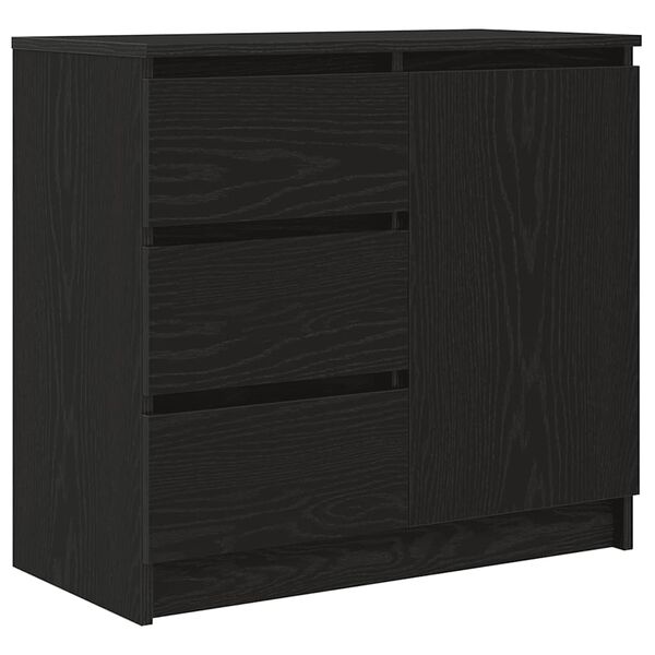 Aparador con cajón roble negro 71x35x65 cm madera de ingeniería Roble negro